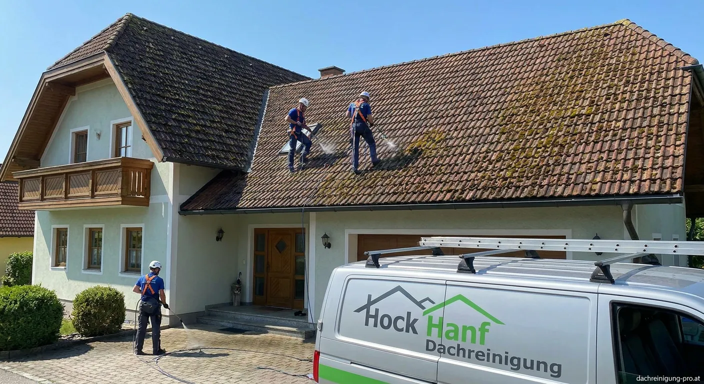 Professionelle Dachreinigung eines Einfamilienhauses in Hock Hanf