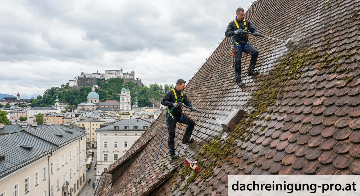 Professionelle Dachreinigung durch Nürnberger Partner auf einem Ziegeldach