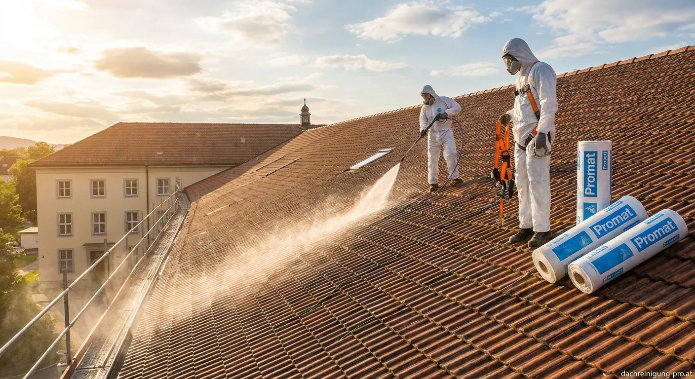 Dachreinigung Promat Brandschutz auf Dachflächen