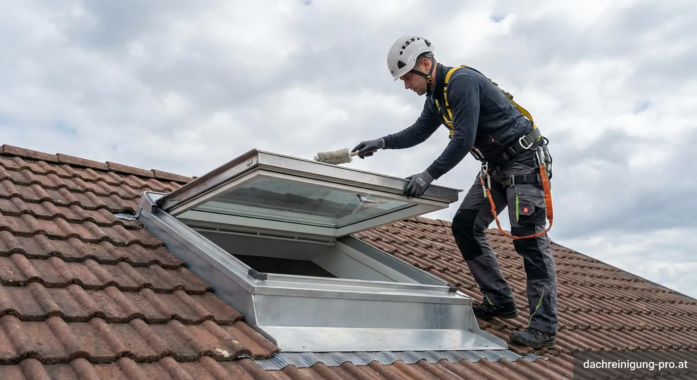 Gereinigte Rauchabzugsanlage und Lichtkuppel auf einem Flachdach