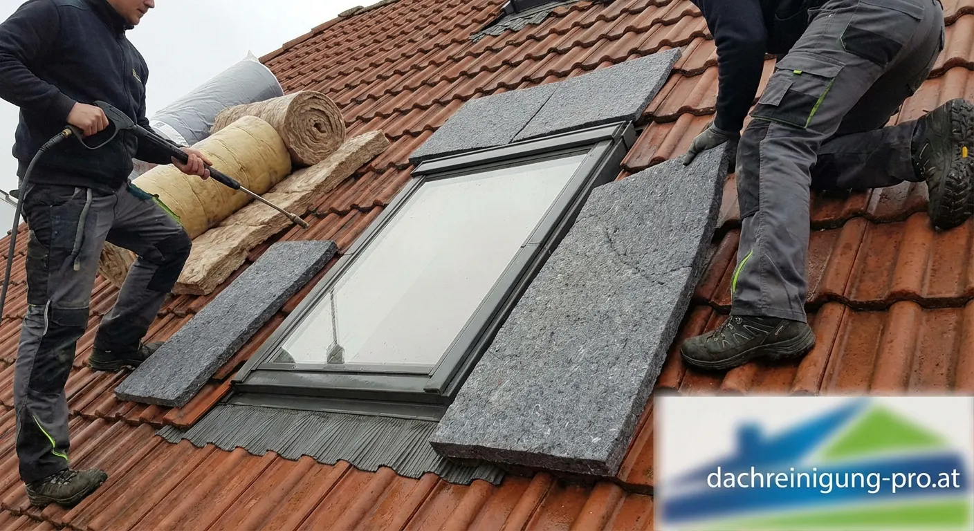 Sauberes Ziegeldach mit effektivem Schallschutz nach der Reinigung