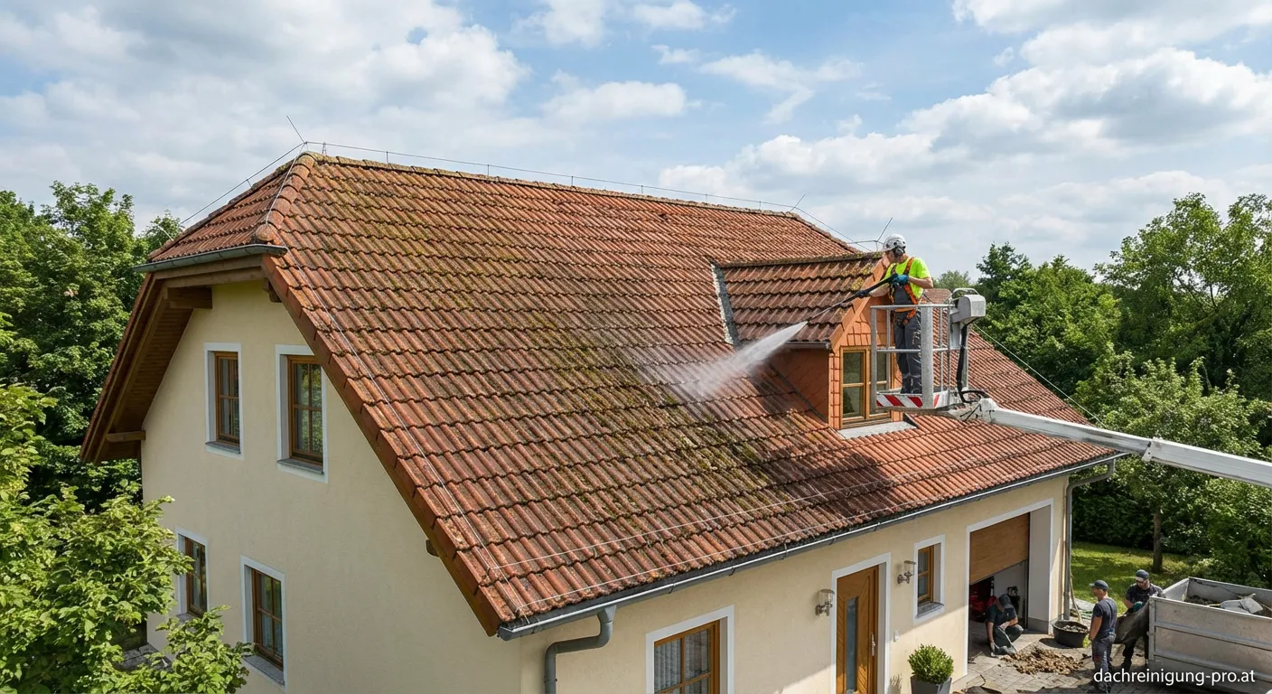 Spanndrahtsystem zur Vogelabwehr auf einem Dach installiert