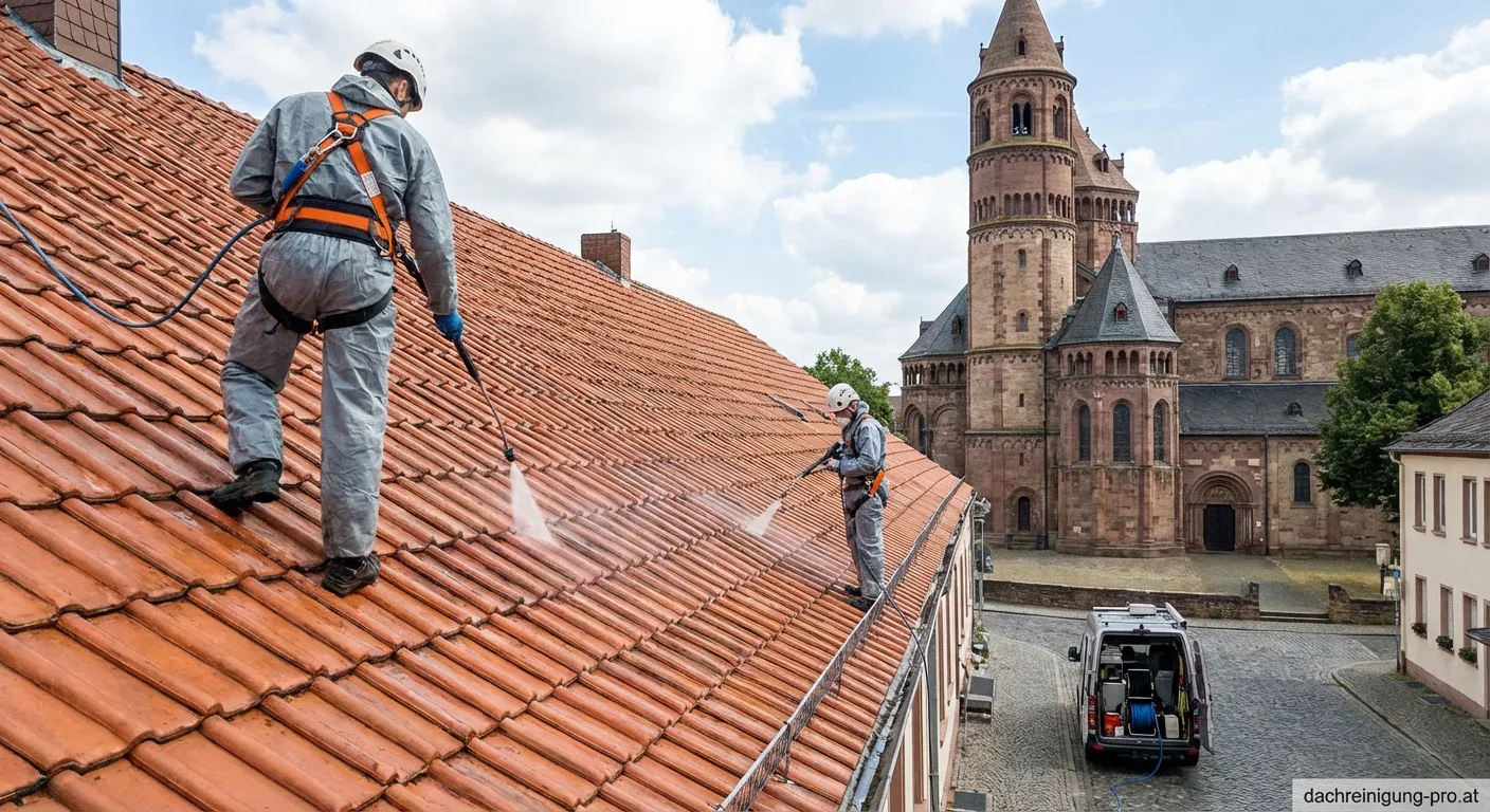 Professionelle Dachreinigung eines Hauses in Worms durch Experten